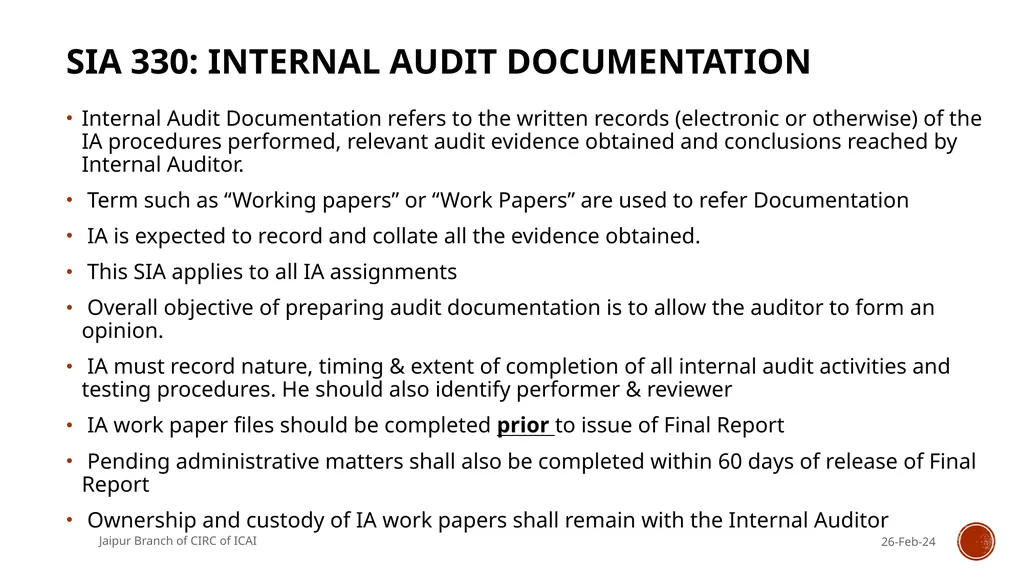 STANDARDS ON INTERNAL AUDIT - An Overview By CA R. - slide 36 of 43