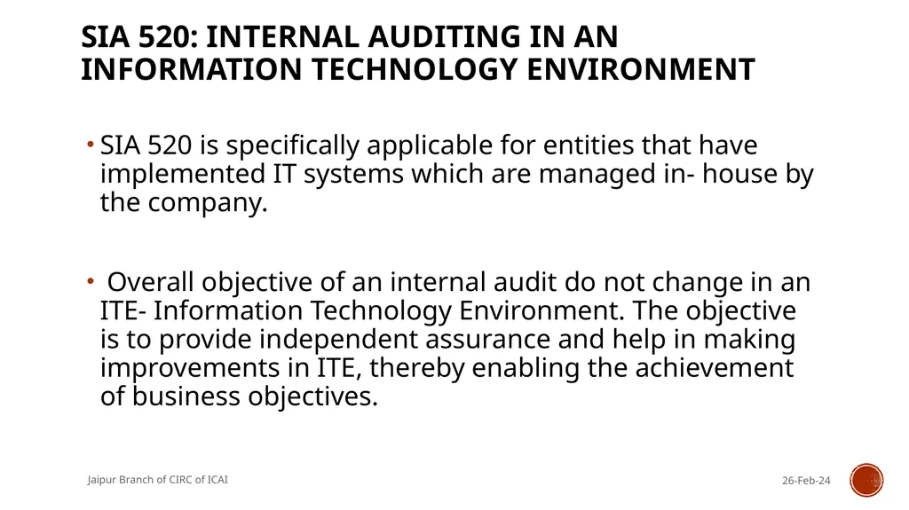 STANDARDS ON INTERNAL AUDIT - An Overview By CA R. - slide 41 of 43