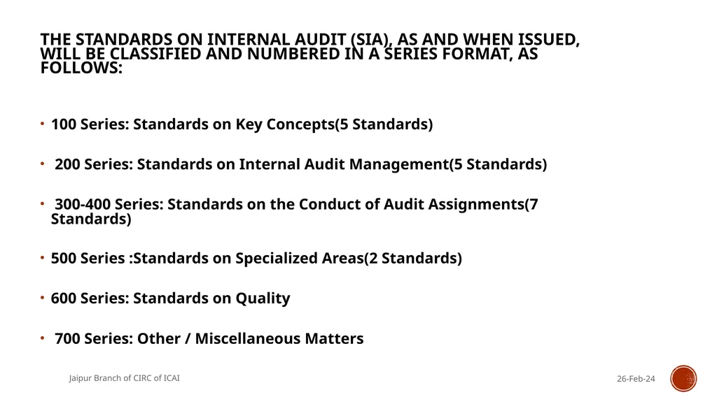 STANDARDS ON INTERNAL AUDIT - An Overview By CA R. - slide 18 of 43