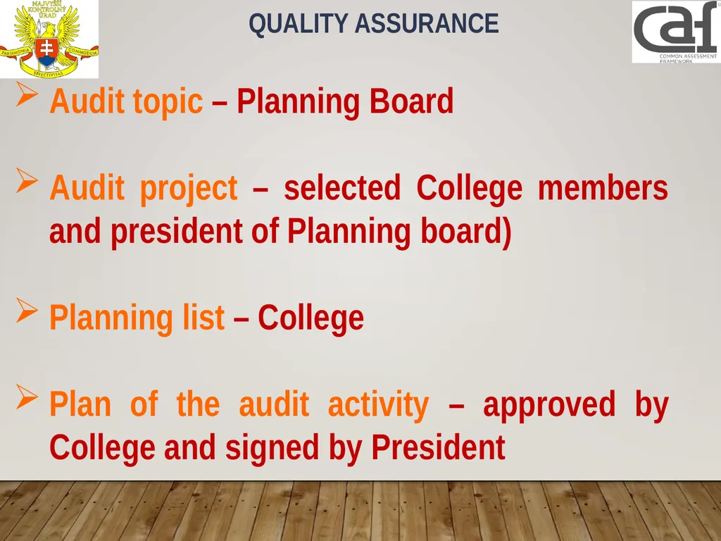 Planning process and quality assurance Lubica - slide 24 of 28