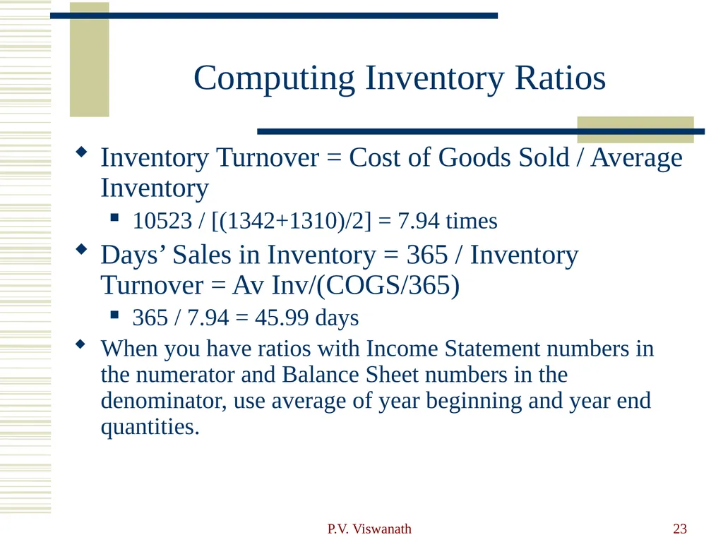 Introduction to Financial Statement Analysis P.V. - slide 23 of 58