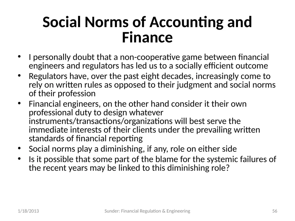 Financial Regulation in a World of Financial - slide 56 of 65