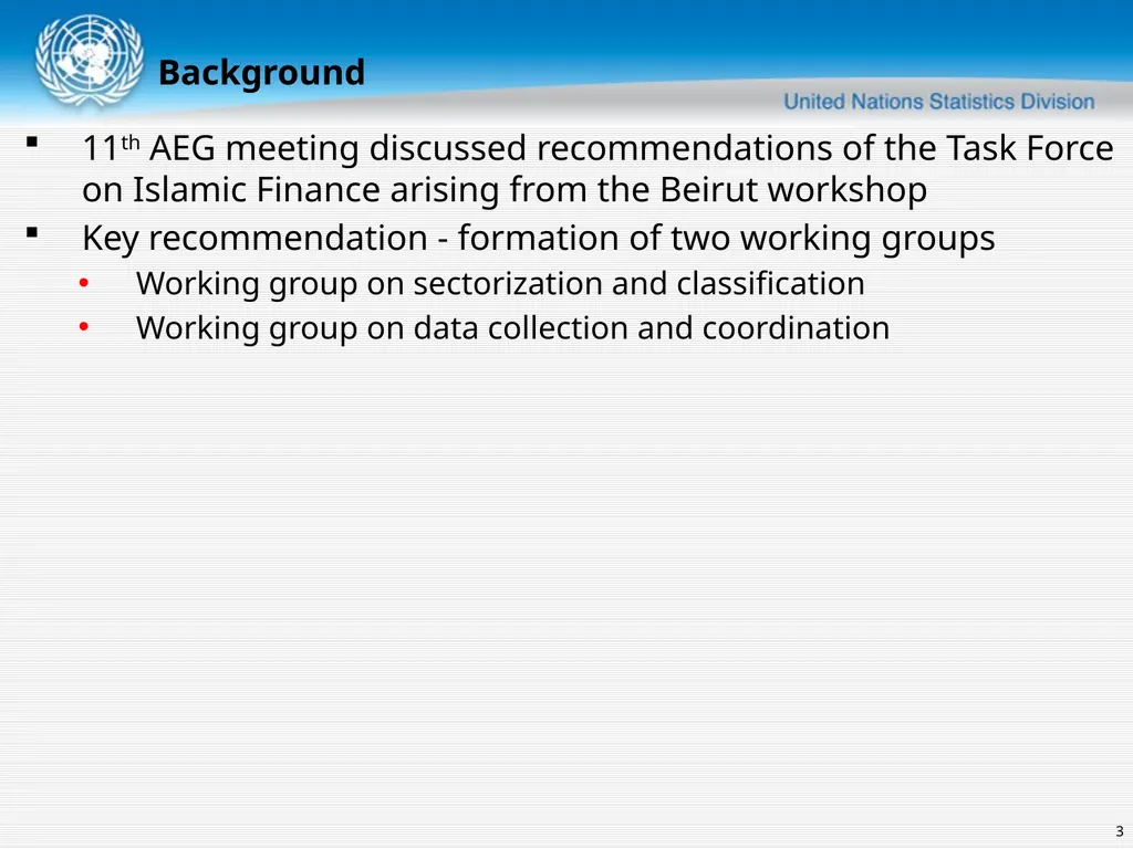United Nations Statistics Division Islamic finance - slide 3 of 16