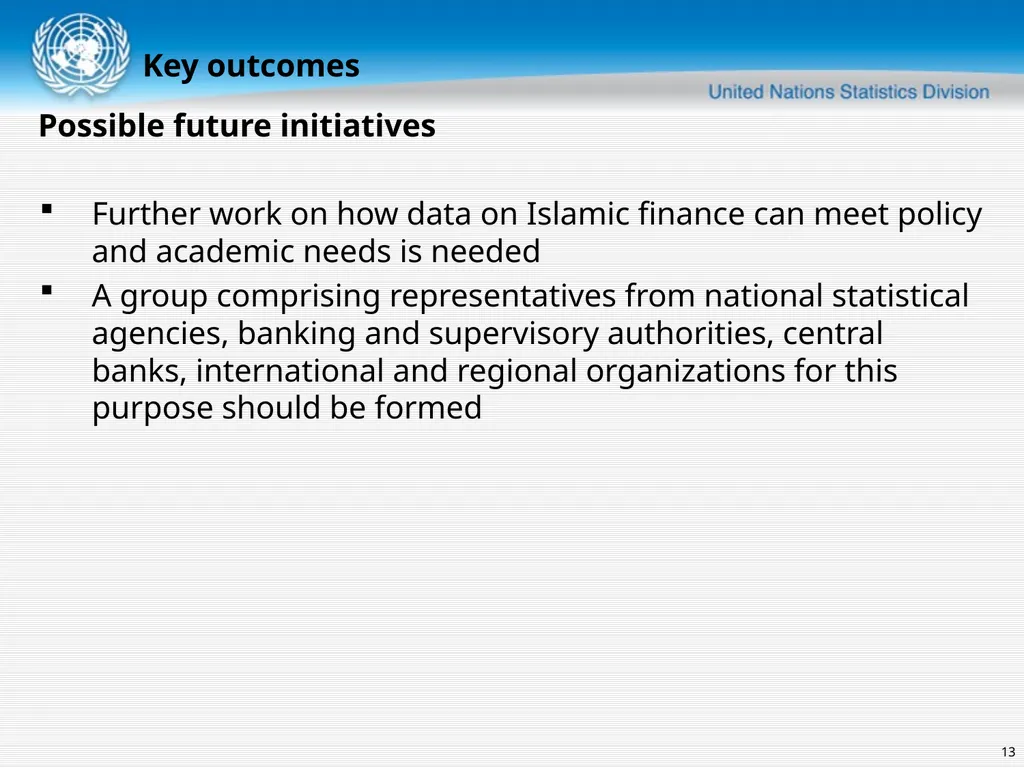United Nations Statistics Division Islamic finance - slide 13 of 16