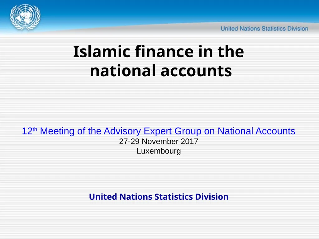 United Nations Statistics Division Islamic finance
