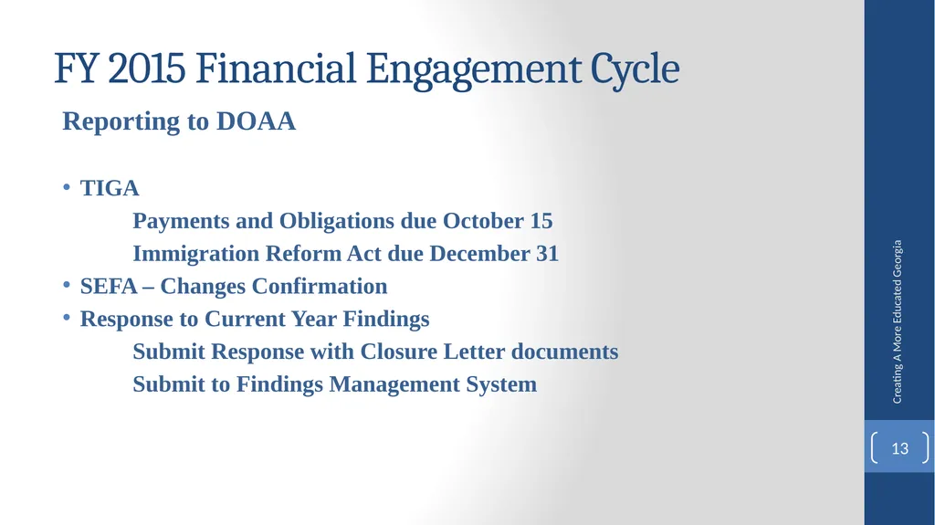 Fiscal Affairs Accounting and Reporting Update - slide 13 of 30
