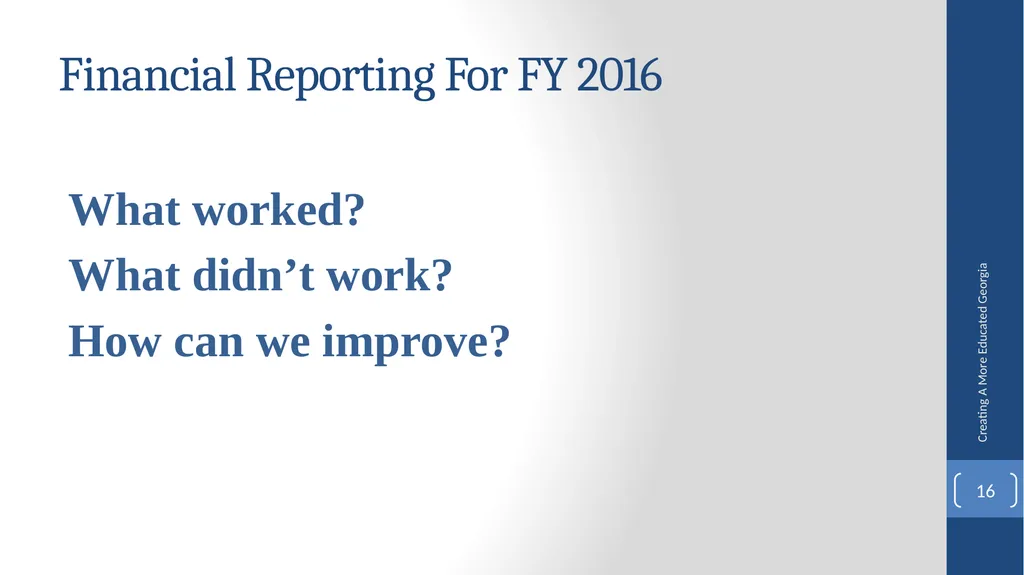Fiscal Affairs Accounting and Reporting Update - slide 16 of 30