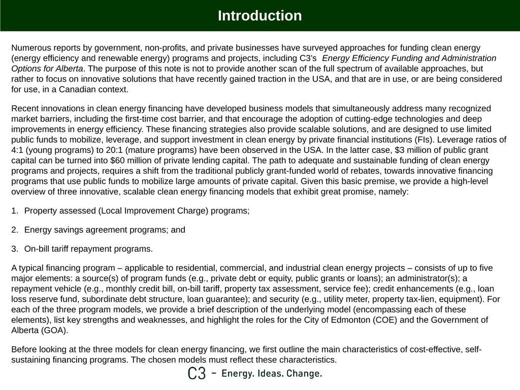 Edmonton’s Energy Transition Plan Clean Energy - slide 3 of 17