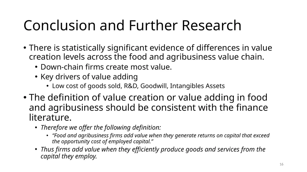 Value Creation across the Food and Agriculture - slide 16 of 17