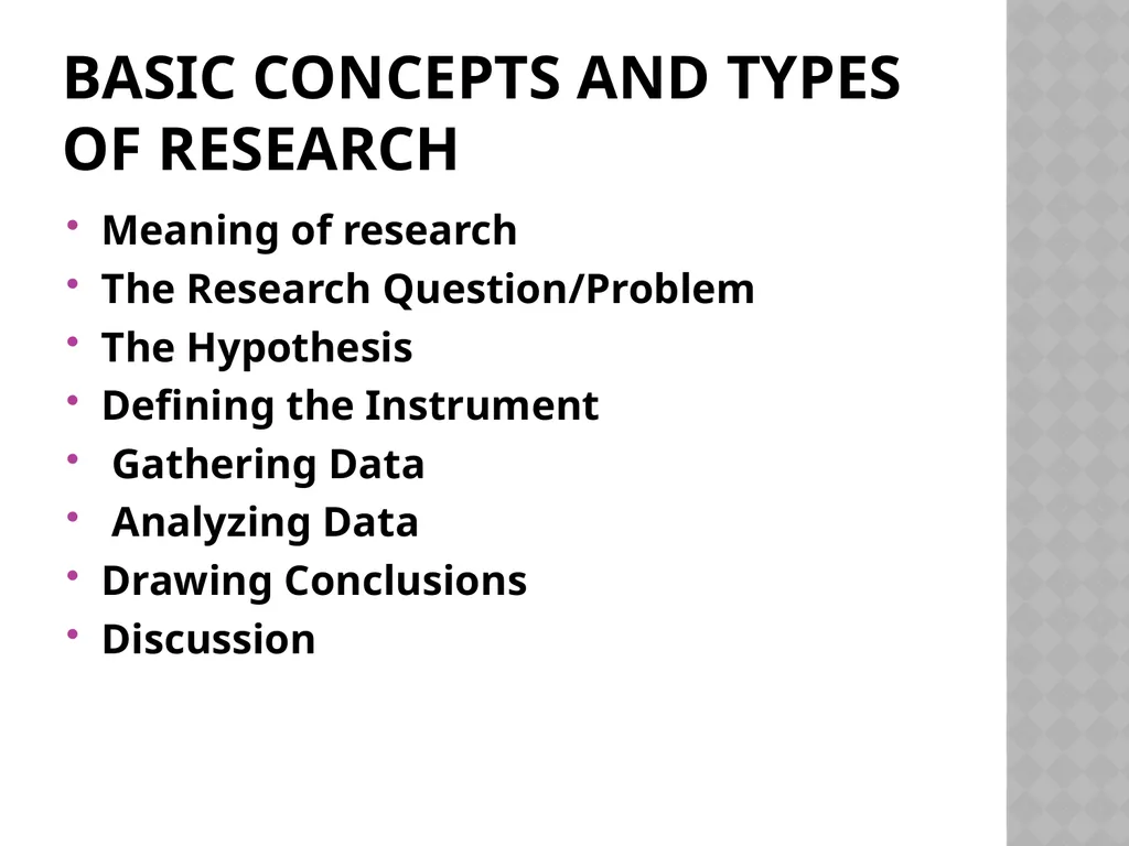 Research methodology by Dr.Y.Vijila Basic concepts - slide 2 of 63
