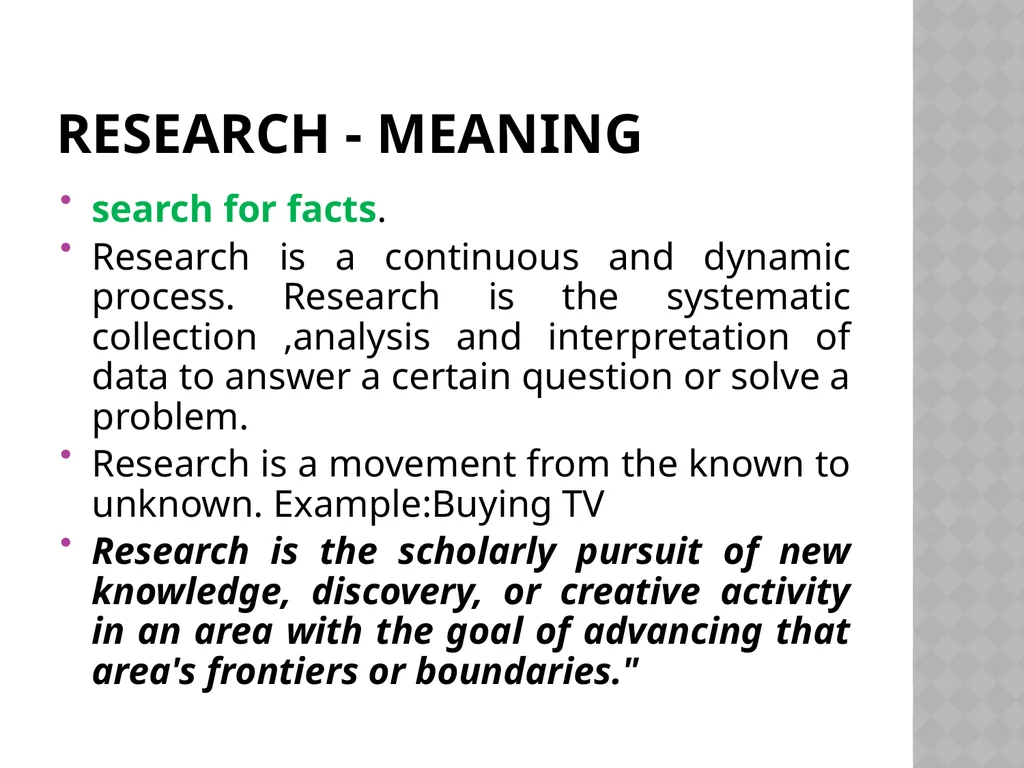 Research methodology by Dr.Y.Vijila Basic concepts - slide 3 of 63