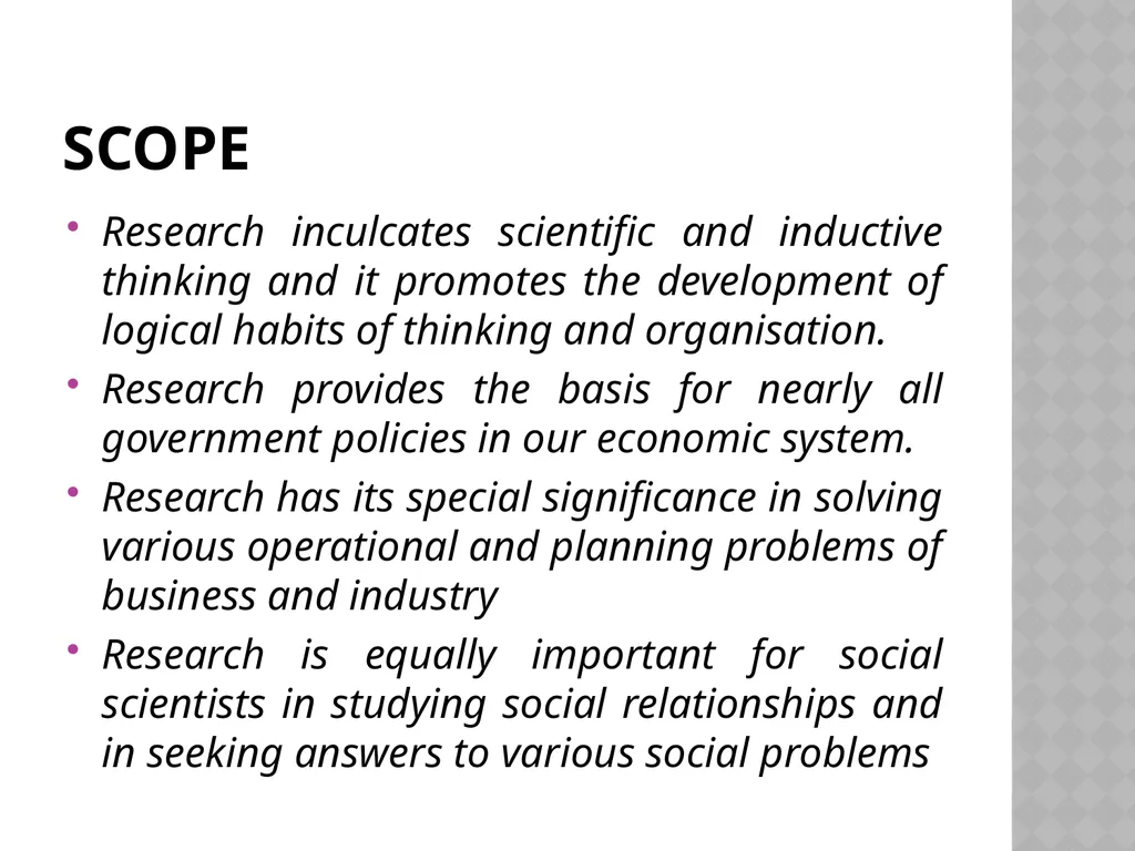 Research methodology by Dr.Y.Vijila Basic concepts - slide 6 of 63