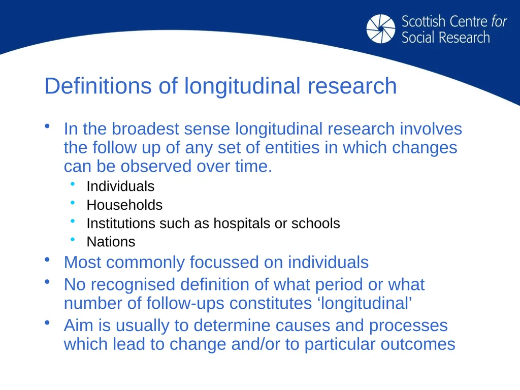 Key issues for longitudinal research design: - slide 2 of 32