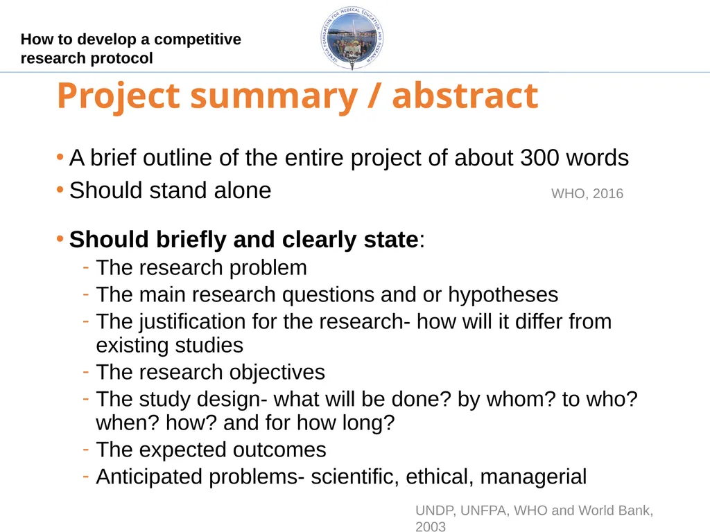 How to develop a competitive research protocol Dr. - slide 8 of 43