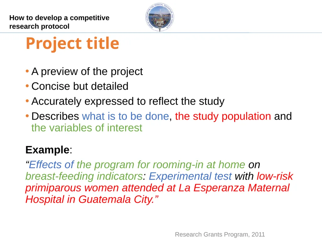 How to develop a competitive research protocol Dr. - slide 7 of 43