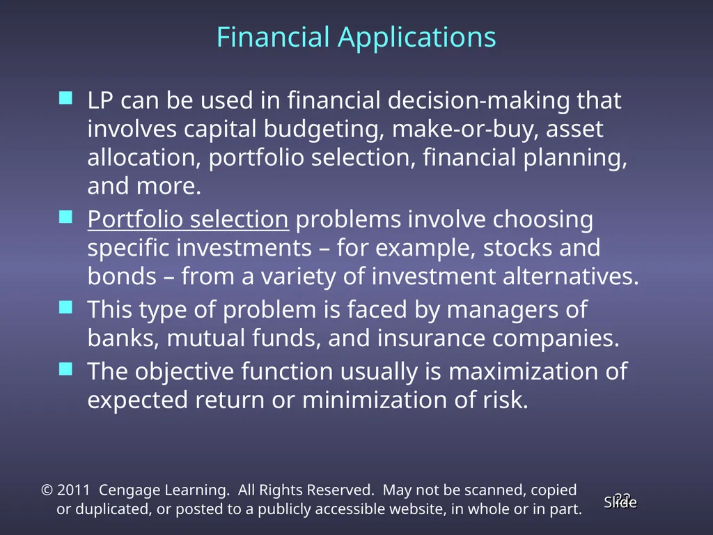 Chapter 4 Linear Programming Applications in - slide 22 of 70