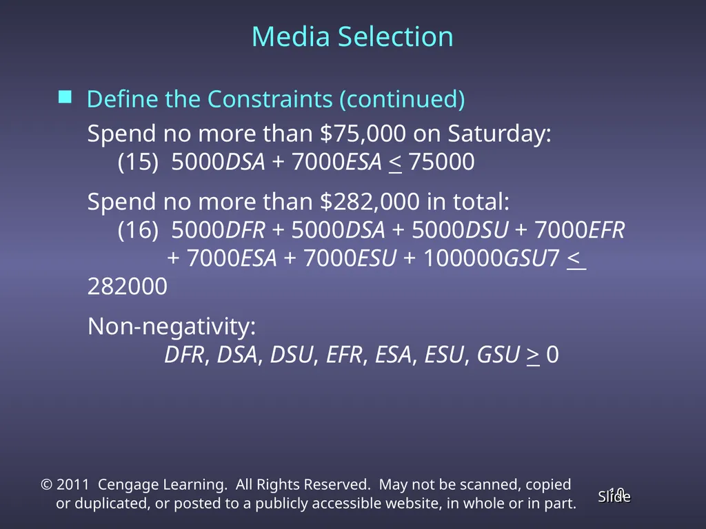 Chapter 4 Linear Programming Applications in - slide 10 of 70