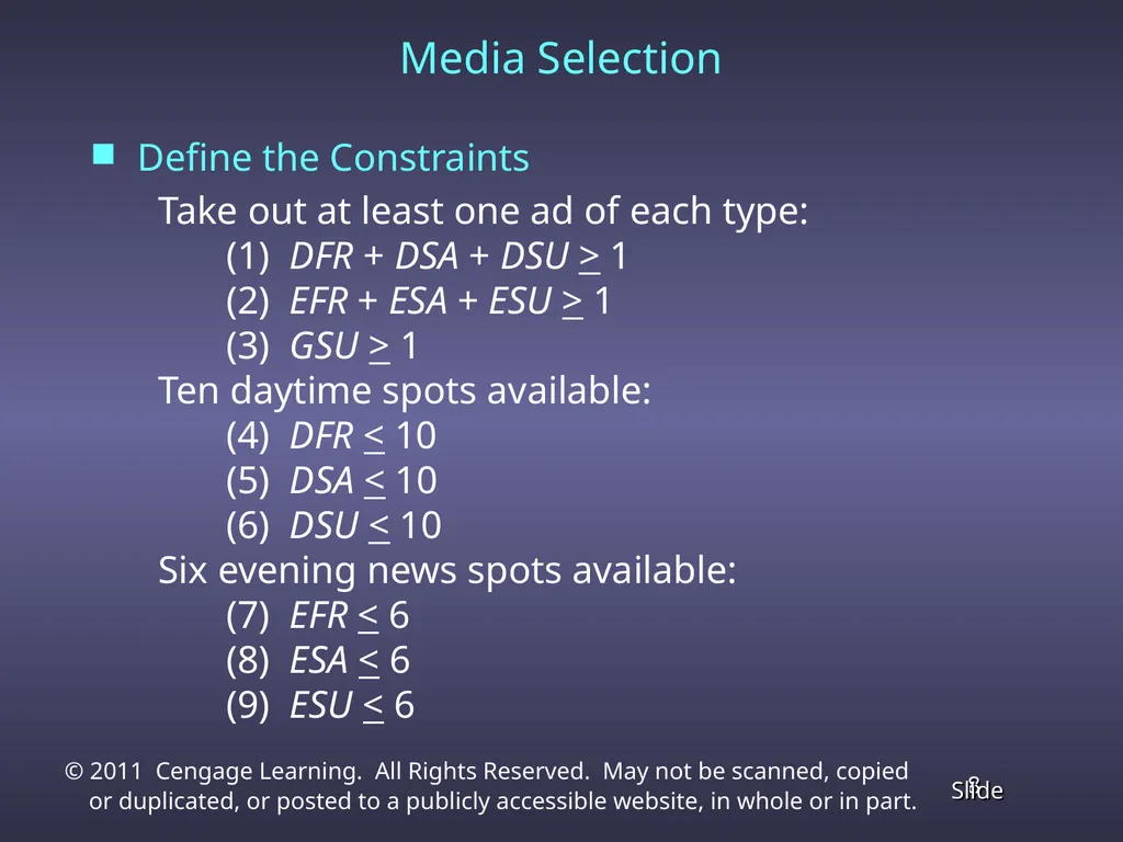 Chapter 4 Linear Programming Applications in - slide 8 of 70
