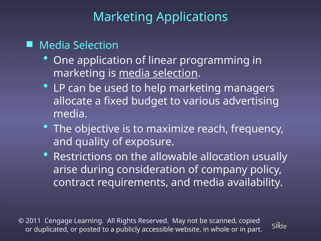 Chapter 4 Linear Programming Applications in - slide 3 of 70