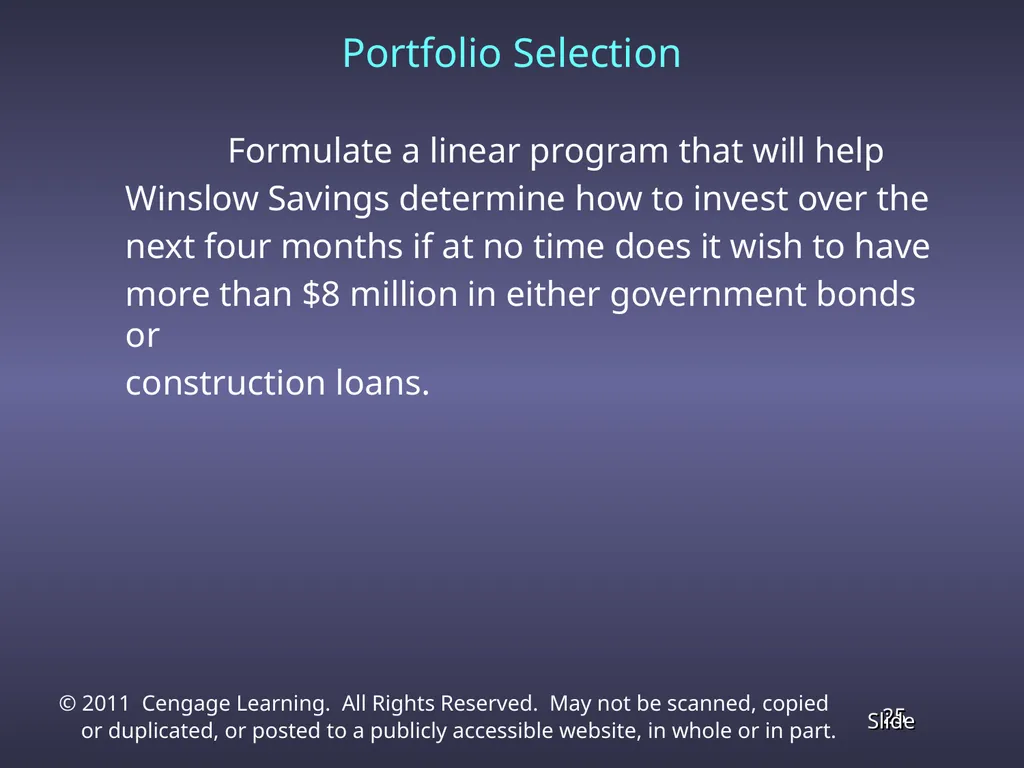 Chapter 4 Linear Programming Applications in - slide 25 of 70