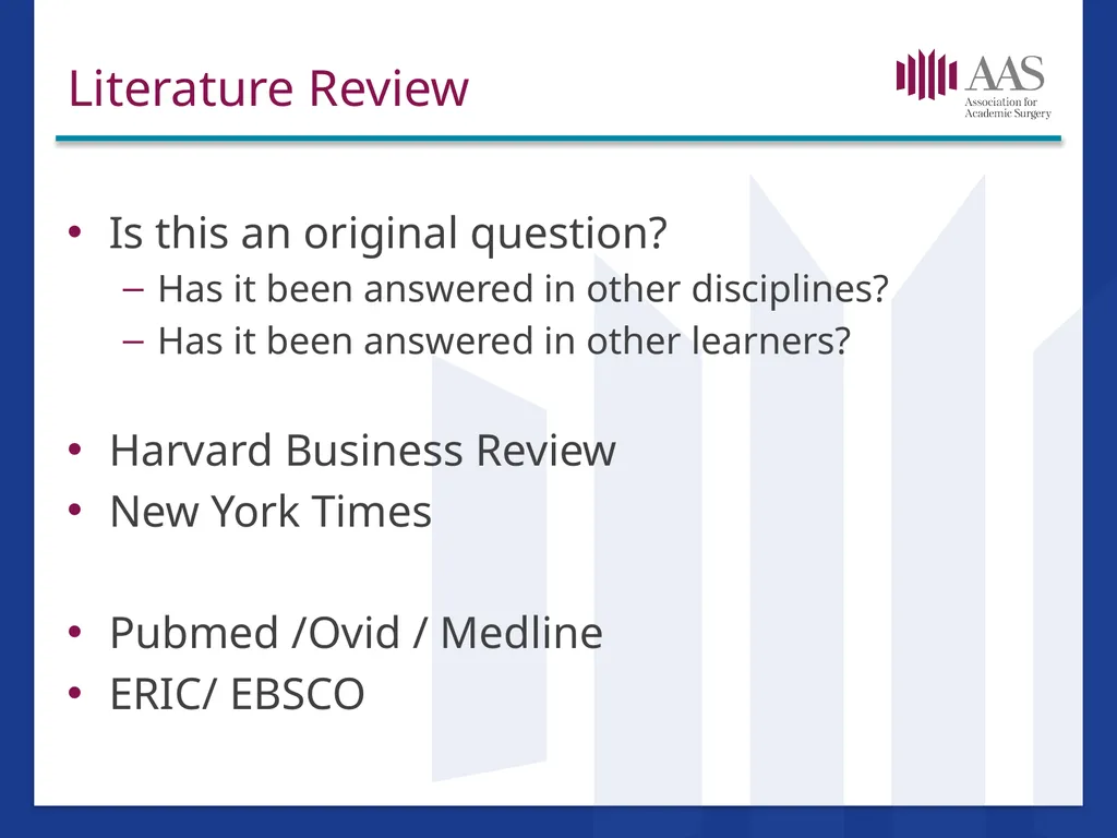 Research in Surgical Education Hilary Sanfey MB. - slide 9 of 35