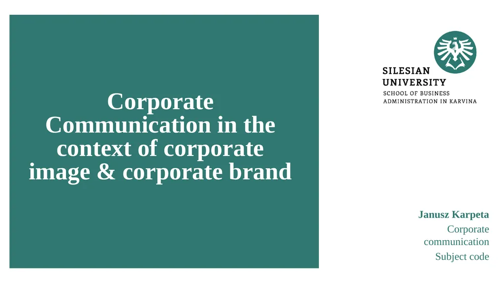 Janusz Karpeta Corporate communication Subject