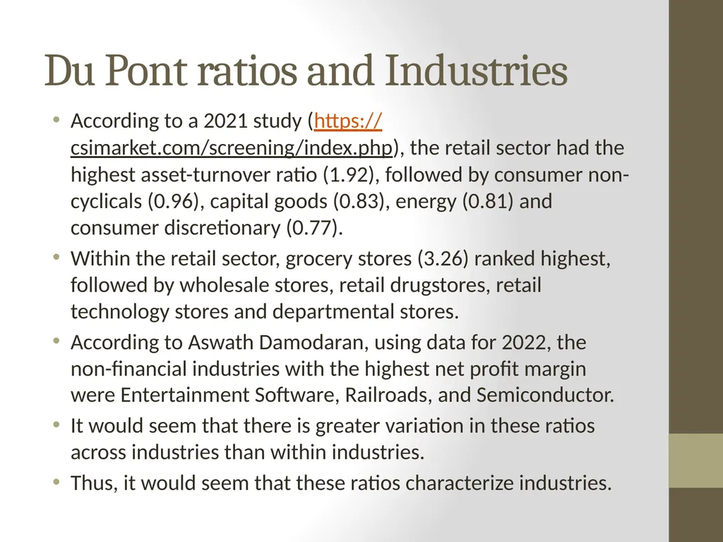 The Dupont Model: Introduction P.V. Viswanath - slide 9 of 44