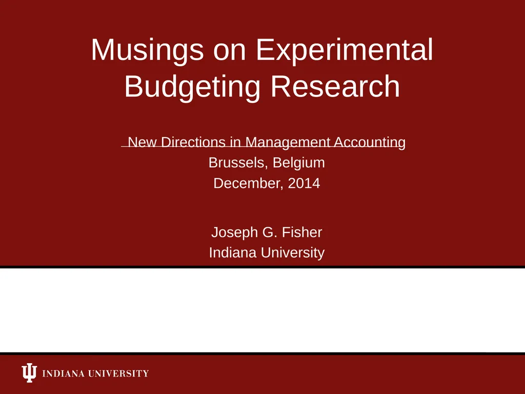 New Directions in Management Accounting Brussels, - slide 1 of 25