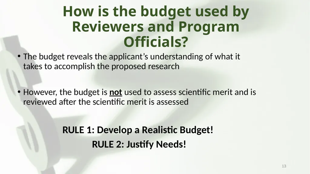 Preparing your Research Proposal Budget & Budget - slide 13 of 17