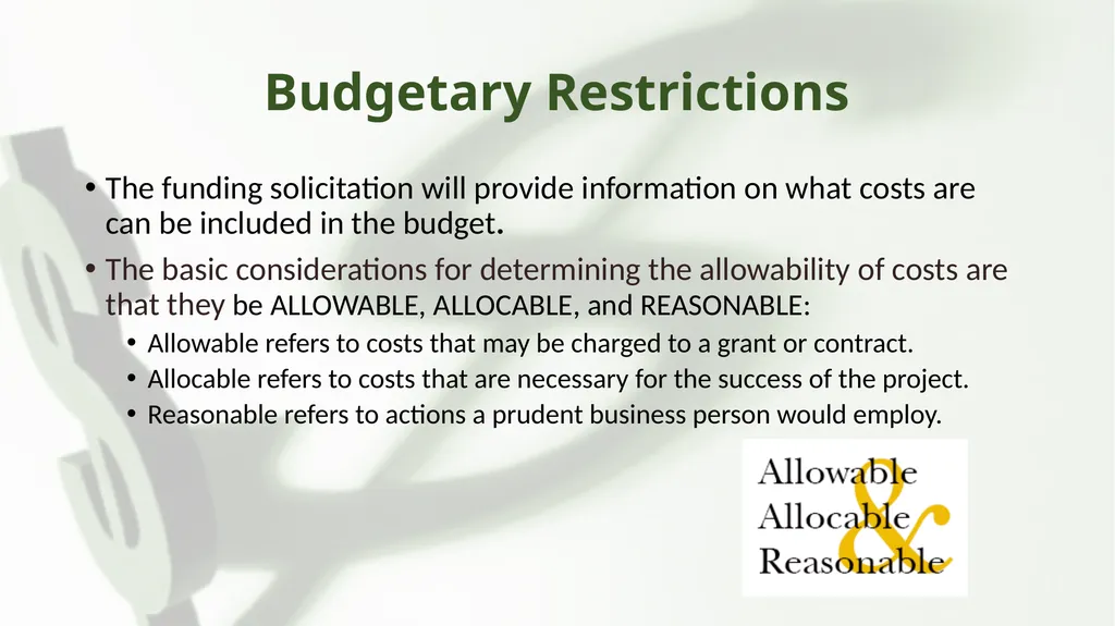Preparing your Research Proposal Budget & Budget - slide 8 of 17