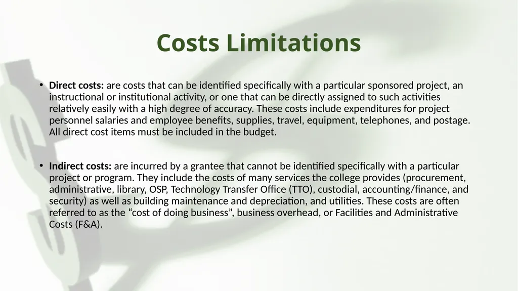 Preparing your Research Proposal Budget & Budget - slide 7 of 17