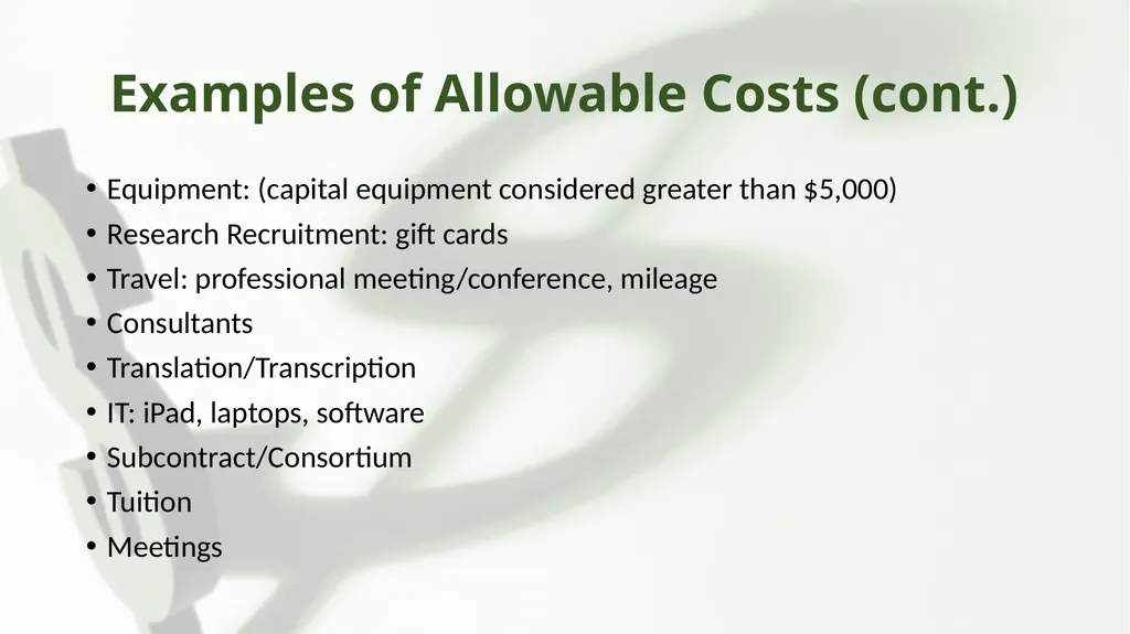 Preparing your Research Proposal Budget & Budget - slide 10 of 17