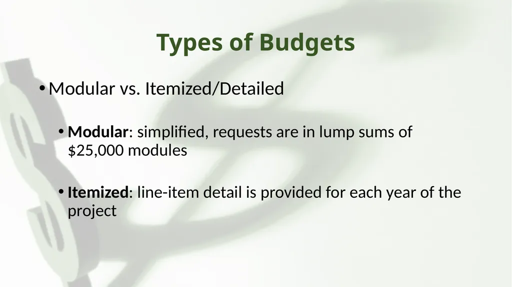 Preparing your Research Proposal Budget & Budget - slide 3 of 17