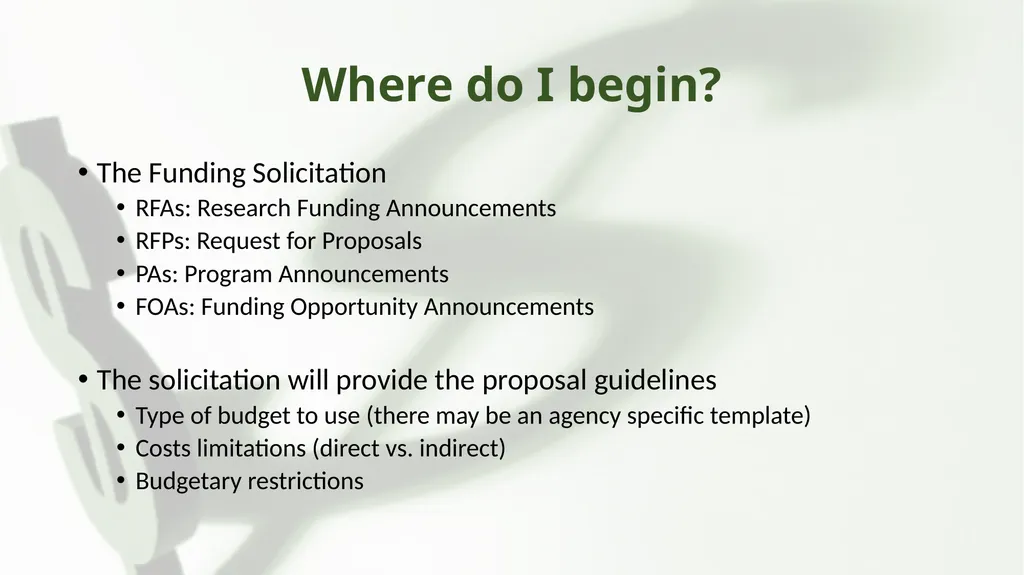 Preparing your Research Proposal Budget & Budget - slide 2 of 17