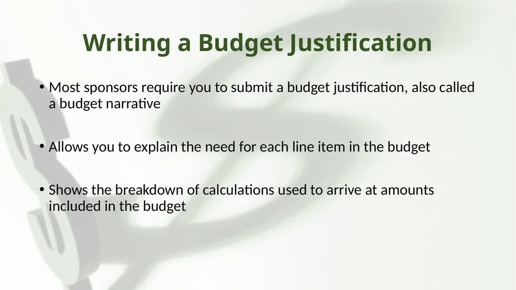 Preparing your Research Proposal Budget & Budget - slide 14 of 17