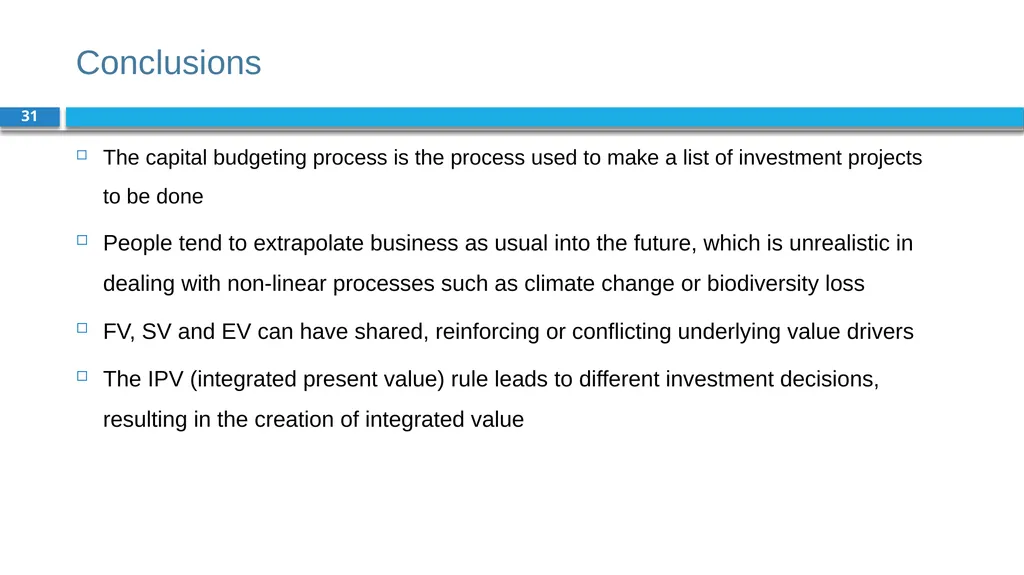 Corporate Finance for Long-Term Value Chapter 7: - slide 31 of 31