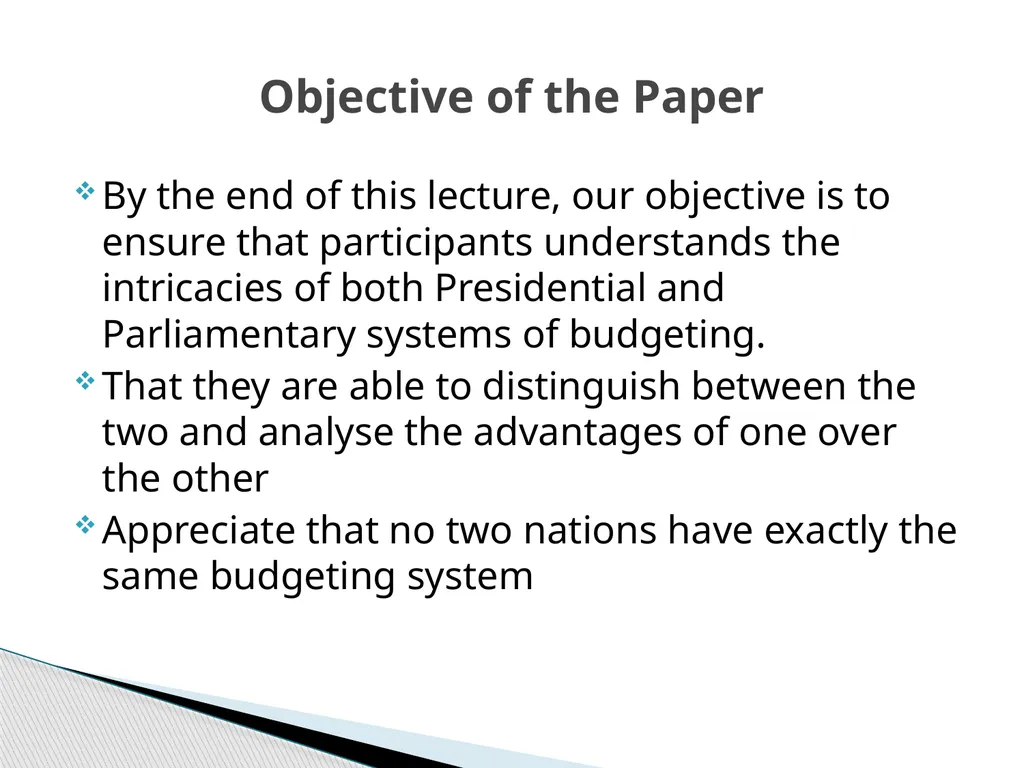 THE BUDGET PROCESS IN PRESIDENTIAL AND - slide 2 of 25