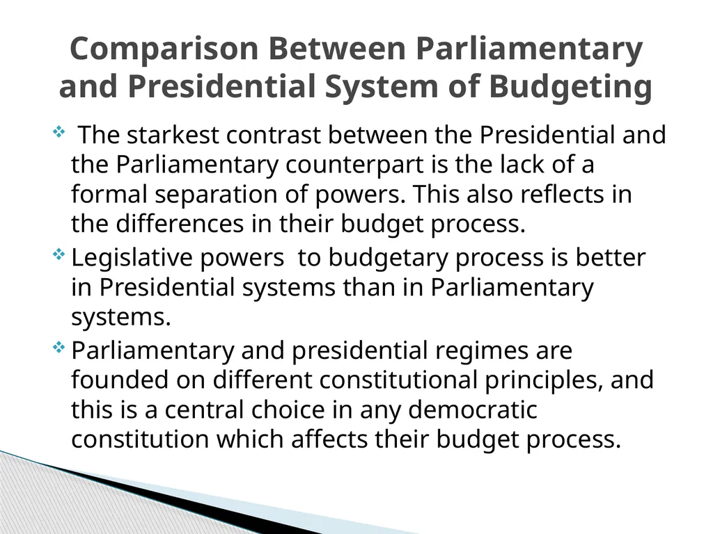 THE BUDGET PROCESS IN PRESIDENTIAL AND - slide 20 of 25