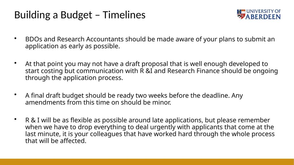 Grants Academy ResearchBites: Building Your Budget - slide 5 of 12