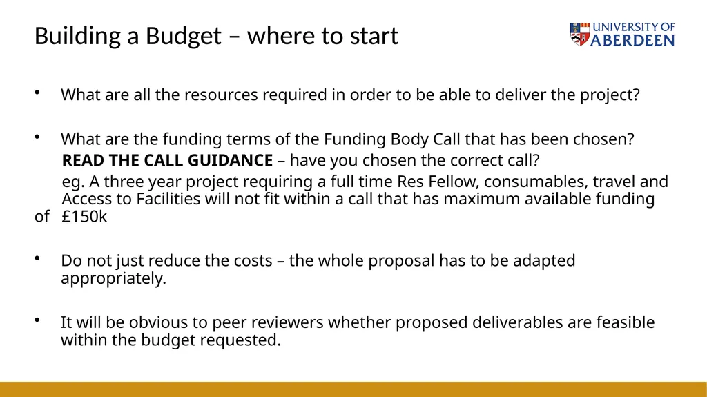 Grants Academy ResearchBites: Building Your Budget - slide 6 of 12