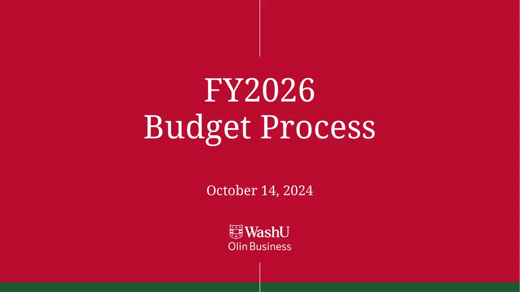 FY2026 Budget Process October 14, 2024 As you