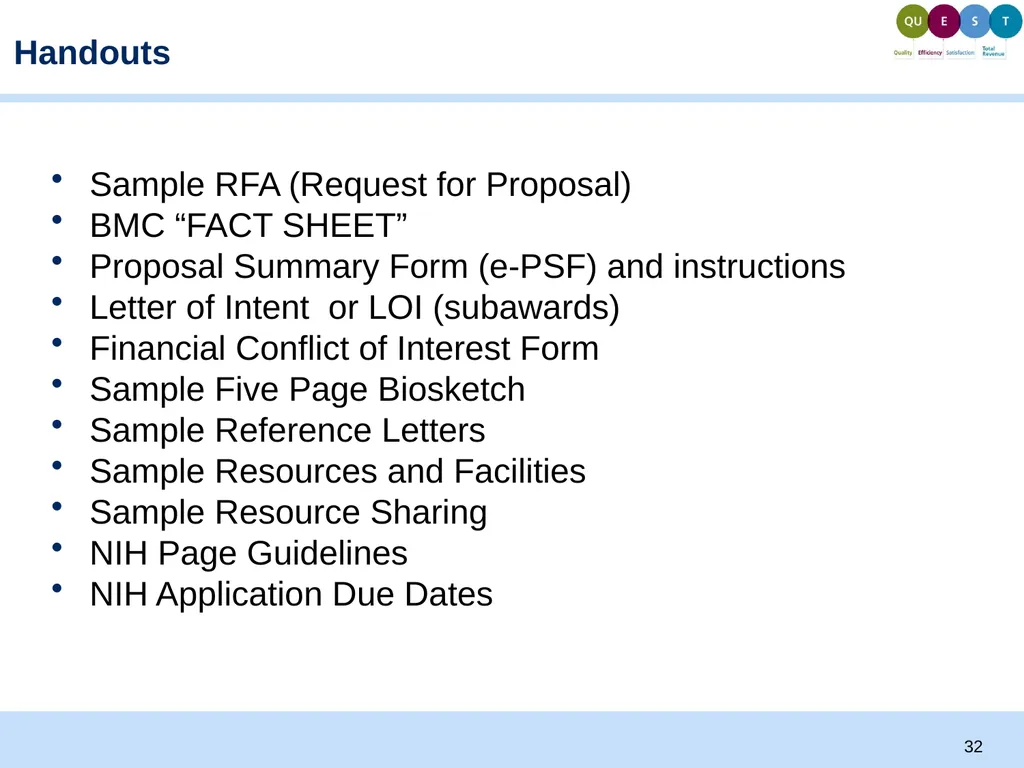 Proposal Development and Budgeting Basics Todd - slide 32 of 32