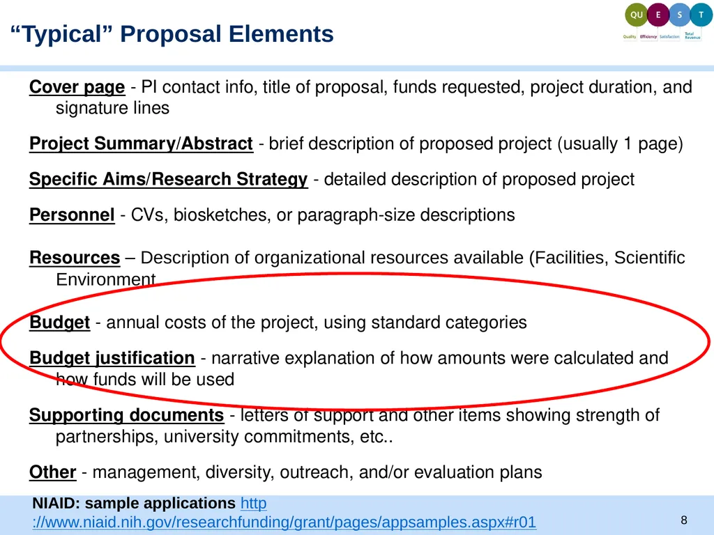 Proposal Development and Budgeting Basics Todd - slide 8 of 32