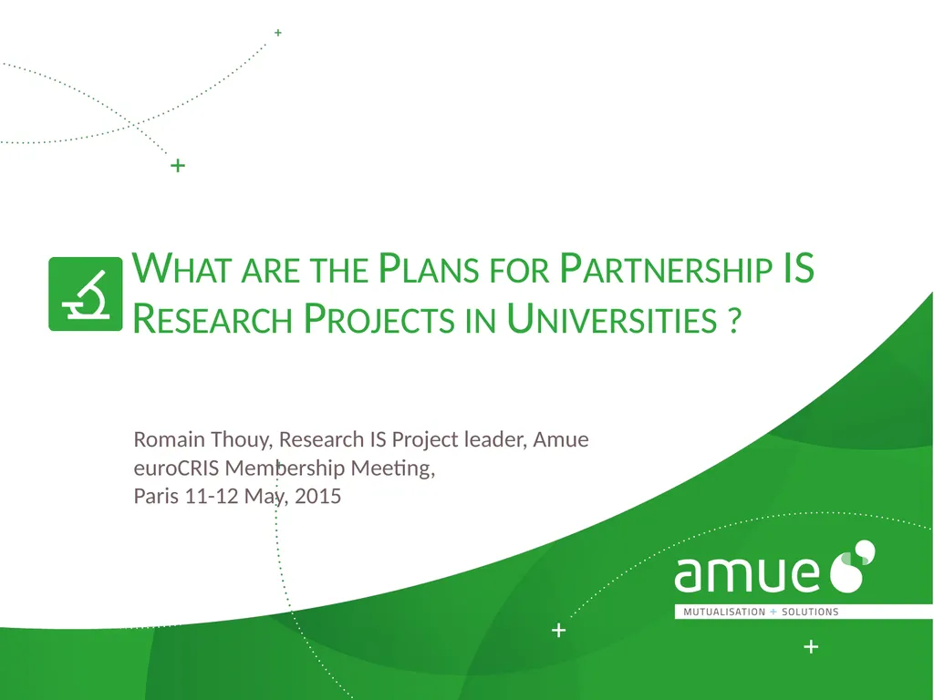 What are the Plans for Partnership IS Research - slide 1 of 14