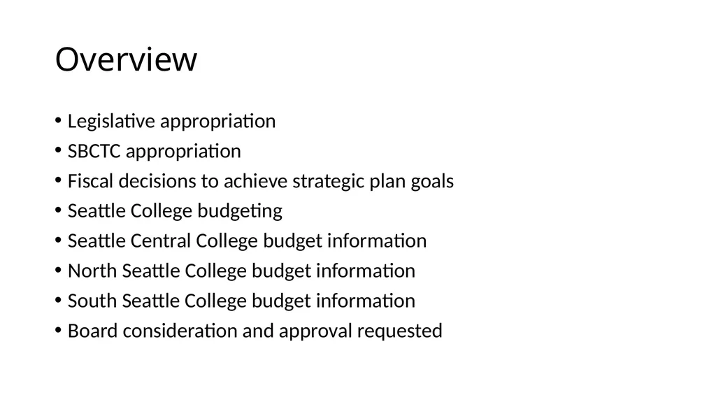 2018/2019 Budget Review For Seattle Colleges Board - slide 2 of 24