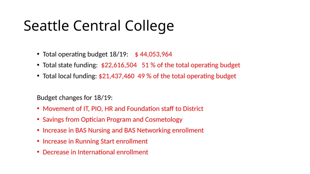 2018/2019 Budget Review For Seattle Colleges Board - slide 13 of 24