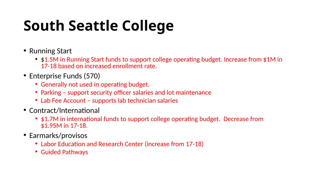 2018/2019 Budget Review For Seattle Colleges Board - slide 21 of 24