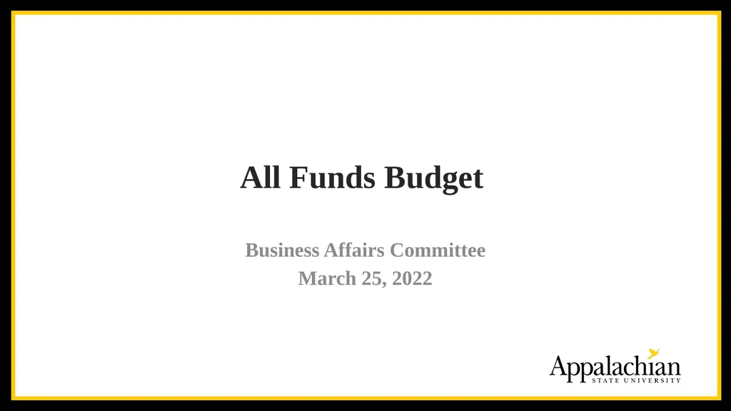 All Funds Budget Business Affairs Committee March