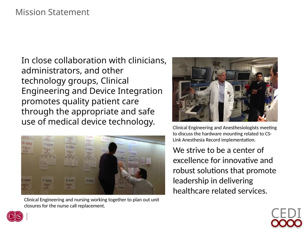 Clinical Engineering & Device Integration (CEDI) - slide 5 of 16