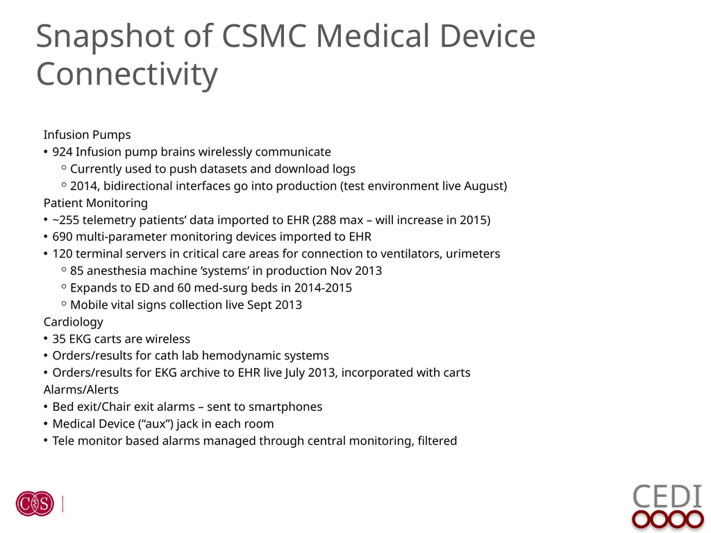 Clinical Engineering & Device Integration (CEDI) - slide 11 of 16